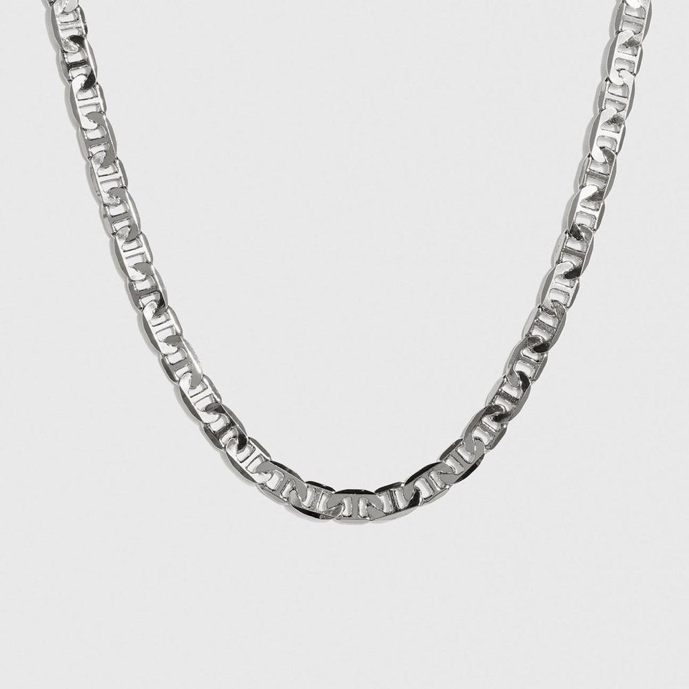 Silver Mariner Chain Necklace*Unisex Necklace*Flat Marina Necklace*Waterproof